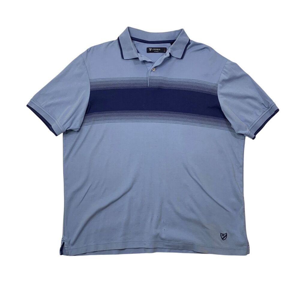 Cremieux Polo Shirt Mens M Medium Cornflower Blue Cotton Classics Striped Golf